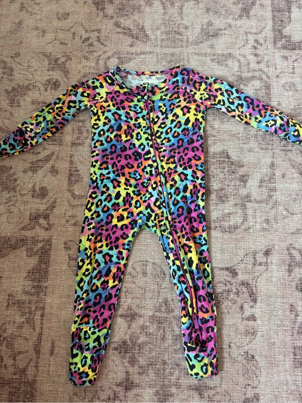 Bums and roses multicolor cheetah baby bamboo footie sleeper